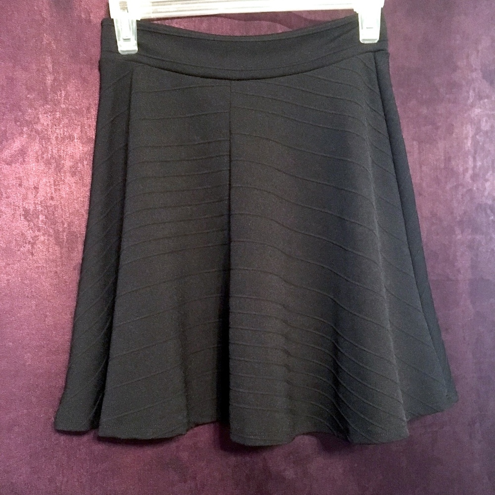 Textured Black Skater Skirt